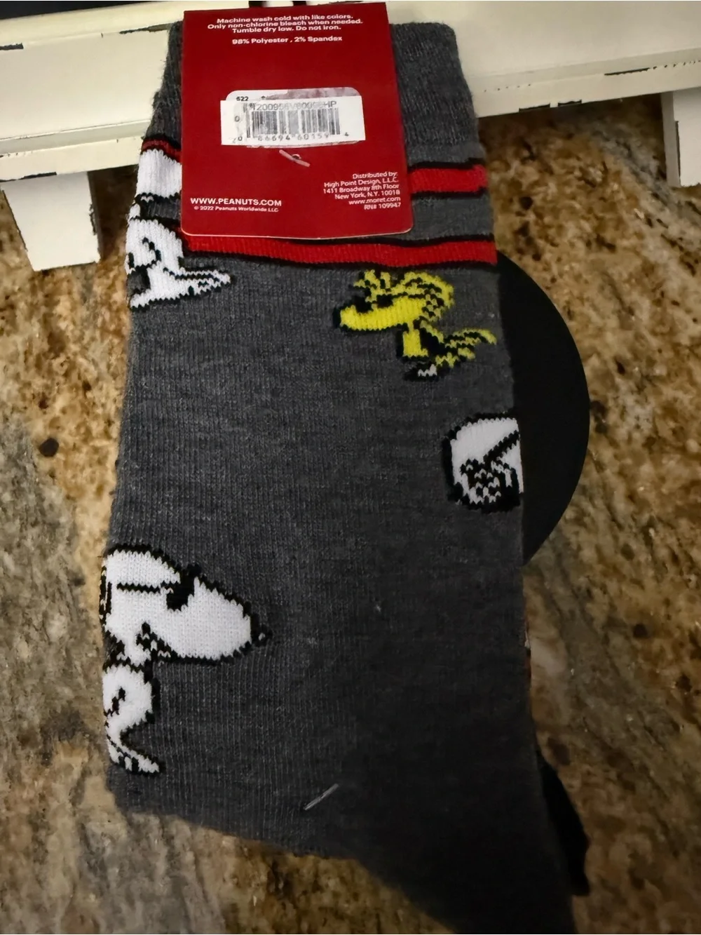New Peanuts Snoopy Crew Socks - Black, White & Red - 2 Pack